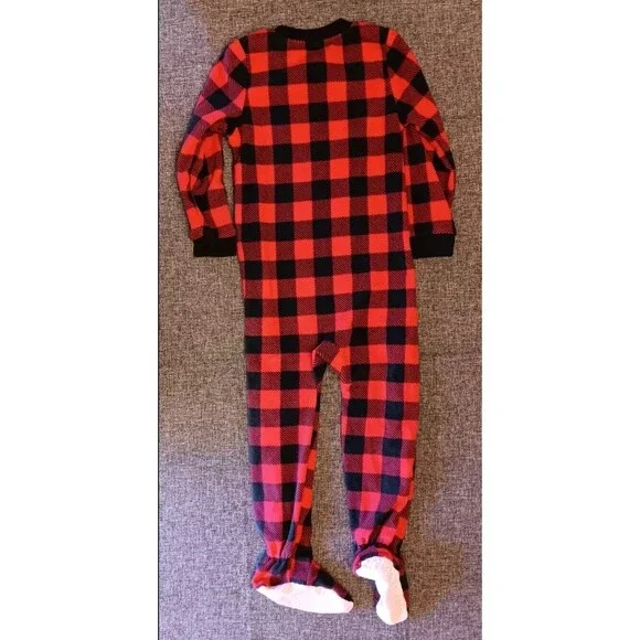pajamas 4T New Carters Christmas Red Fleece Plaid sleeper Santa Holiday - Picture 2 of 5